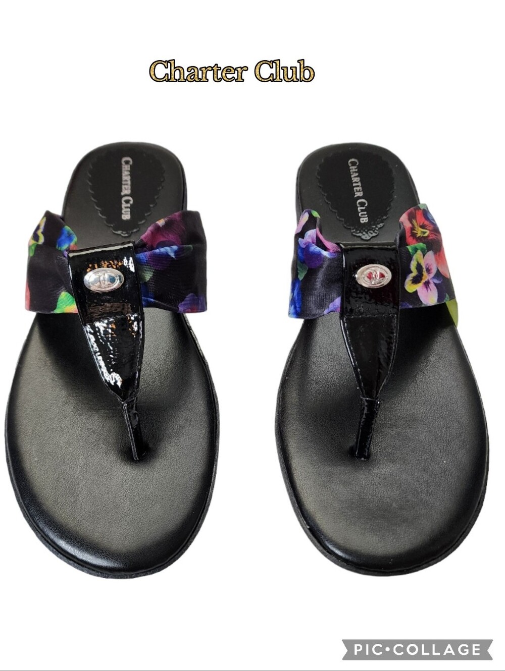 Charter Club Benjii sandals fabric cushioned flip flops sz 8m